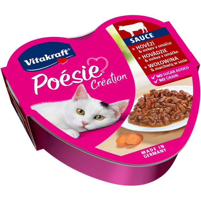 Корм вологий Vitakraft Poesie Creat, для котів, з яловичиною та морквою в соусі , 85 г
