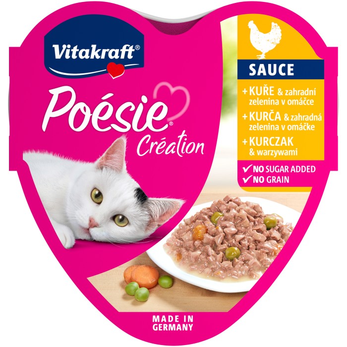 Корм вологий Vitakraft Poesie Creat, для котів, з куркою та овочами в соусі, 85 г