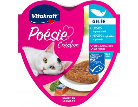 Корм вологий Vitakraft Poesie Creat, для котів, з лососем та шпинатом в желе, 85 г