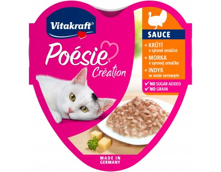 Корм вологий Vitakraft Poesie Creat, для котів, з індичкою та сиром в соусі, 85 г