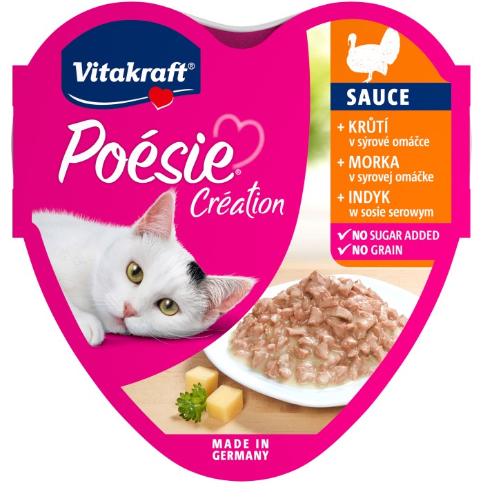 Корм вологий Vitakraft Poesie Creat, для котів, з індичкою та сиром в соусі, 85 г