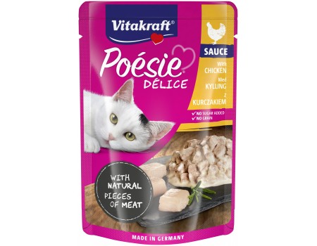 Корм вологий Vitakraft Poesie Delice, для котів, куркою шматочки в соусі, 85 г