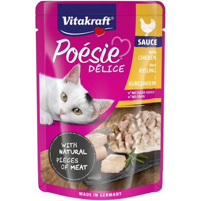 Корм вологий Vitakraft Poesie Delice, для котів, куркою шматочки в соусі, 85 г