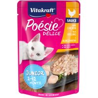 Вологий корм Vitakraft Poesie Del Junior, для кошенят, з куркою, шматочки в соусі , 85 г