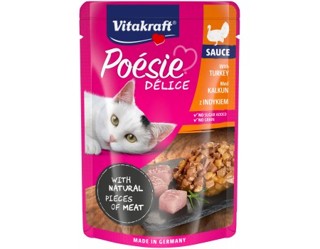 Вологий корм Vitakraft Poesie Delice, для котів, з індичкою, шматочки в соусі , 85 г