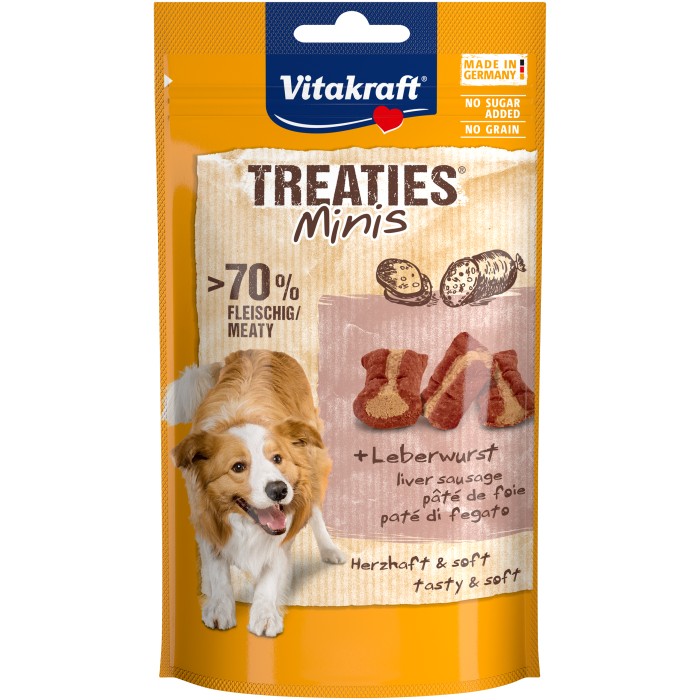 Закуски м'які Vitakraft міні Treaties Minis Liver Sausages, з ліверною ковбасою для малих порід, 48 гр