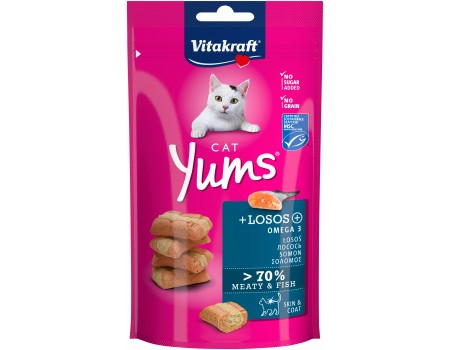 Закуски м'які Vitakraft Cat Yums Salmon MSC, для котів, з лососем, 40 гр