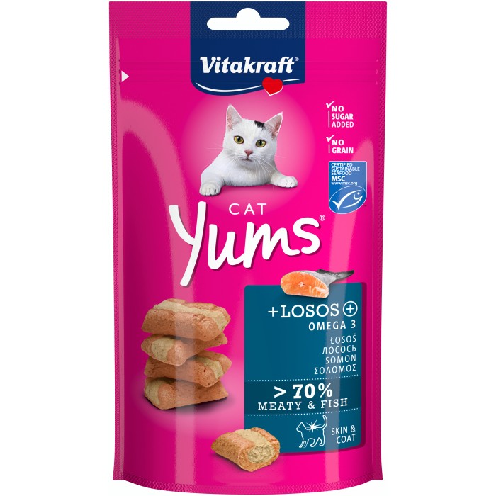 Закуски м'які Vitakraft Cat Yums Salmon MSC, для котів, з лососем, 40 гр