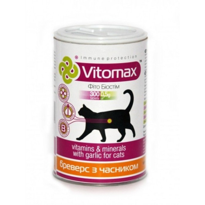 VITOMAX витаминный комплекс бреверс с чесноком для кошек, 150 гр. - 300 таблеток