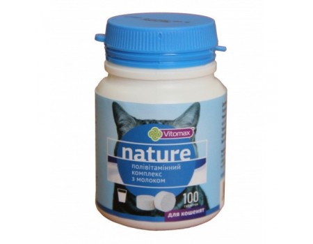 VITOMAX полівітамінний комплекс Nature для котів з молоком, 100 табл (50г)