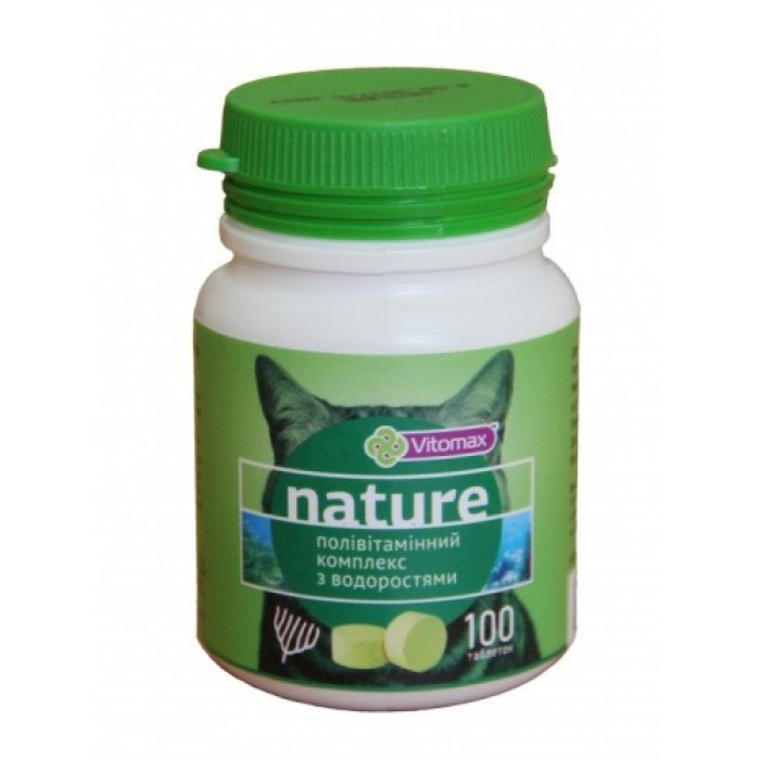 VITOMAX полівітамінний комплекс Nature для котів з водоростями, 100 табл (50г)