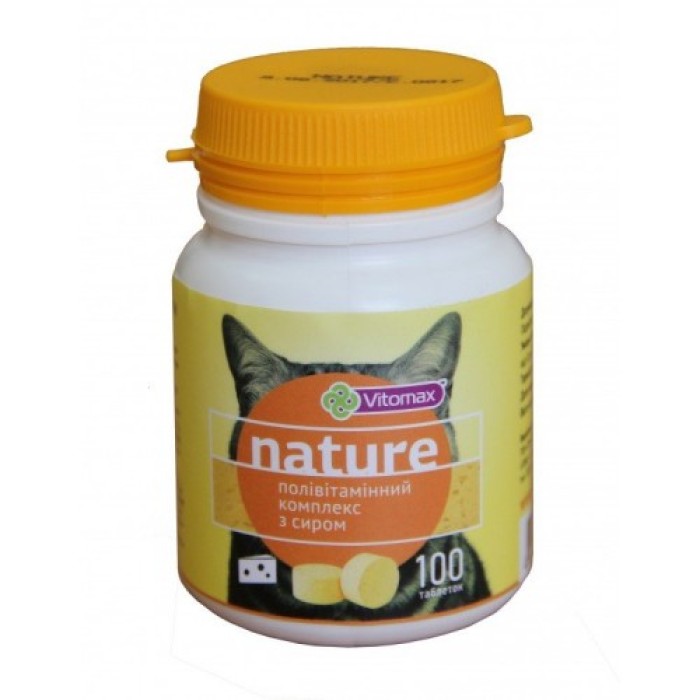  VITOMAX поливитаминный комплекс Nature для котов  с сыром, 100 табл (50г)