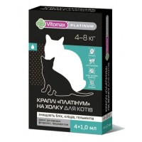 VITOMAX PLATINUM краплі на загривку від паразитів для великих котів 4-8 кг, 4х1,0 мл,