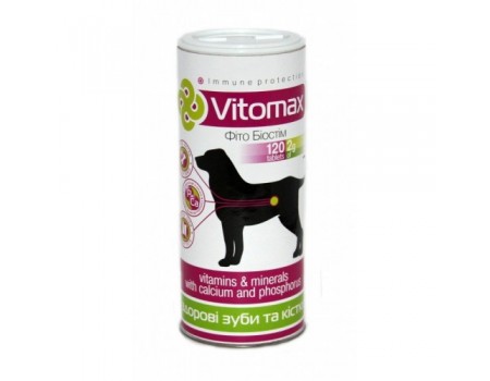VITOMAX витаминные добавки для укрепления зубов и костей собак  с кальцием и фосфором, 240г  120 таб
