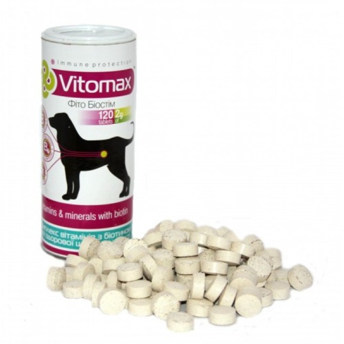 VITOMAX для шерсти собак с биотином, 240г   120таб