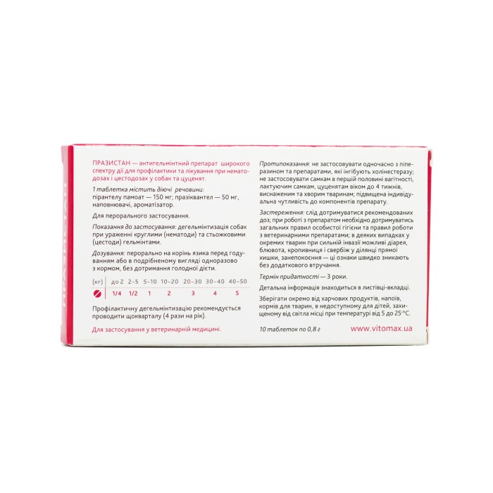  VITOMAX Празистан антигельминтный препарат для собак с ароматом мяса, 10 табл. по 0,8г