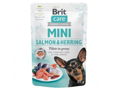 Brit Care Mini Dog pouch 85g філе лосося та оселедця в соусі