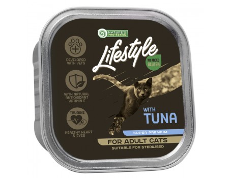 Влажный корм Nature's Protection Lifestyle Sterilised, для взрослых стерилизованных кошек, тунец, 85 г