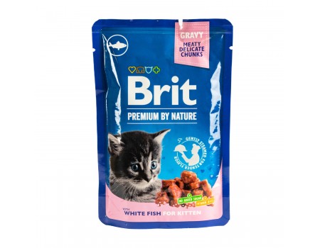 Влажный корм Brit Premium Cat pouch для котят, белая рыба, 100 г