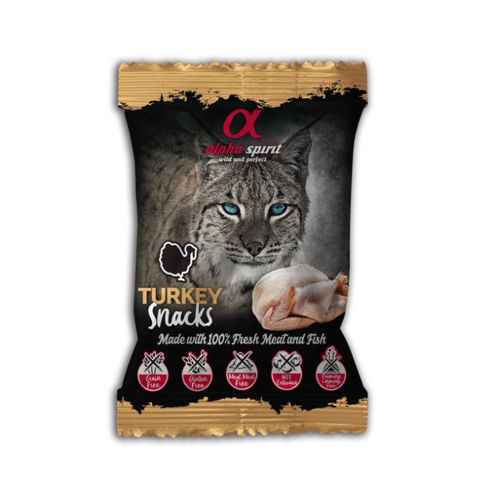 Напіввологі ласощі для котів Alpha Spirit CAT Snacks Turkey, кубики з індичкою, 50 г