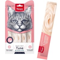 Wanpy Creamy Lickable Treats Tuna & Shrimp ВАНПИ ТУНЕЦ С КРЕВЕТКАМИ жидкое лакомство для кошек, 0.07 кг, в упаковке 5 стиков по 14 г