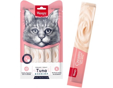 Wanpy Creamy Lickable Treats Tuna & Shrimp ВАНПІ ТУНЕЦЬ З КРЕВЕТКАМИ рідкі ласощі для котів, 0,09 кг