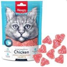 Wanpy Chicken Jerky & Codfish Hearts ВАНПИ СЕРДЕЧКИ КУРИЦА С ТРЕСКОЙ лакомство для котов, 0.08 кг
