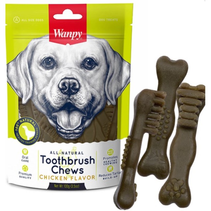 Wanpy Toothbrush Chews Chicken ВАНПИ ЗУБНАЯ ЩЕТКА жевательное лакомство для собак, 0.1 кг
