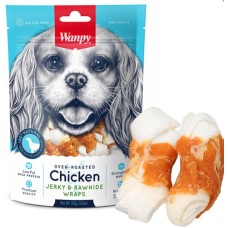 Wanpy Chicken Jerky & Rawhide Wraps ВАНПИ КОСТЬ С ВЯЛЕНОЙ КУРИЦЕЙ лакомство для собак , 0,1 кг