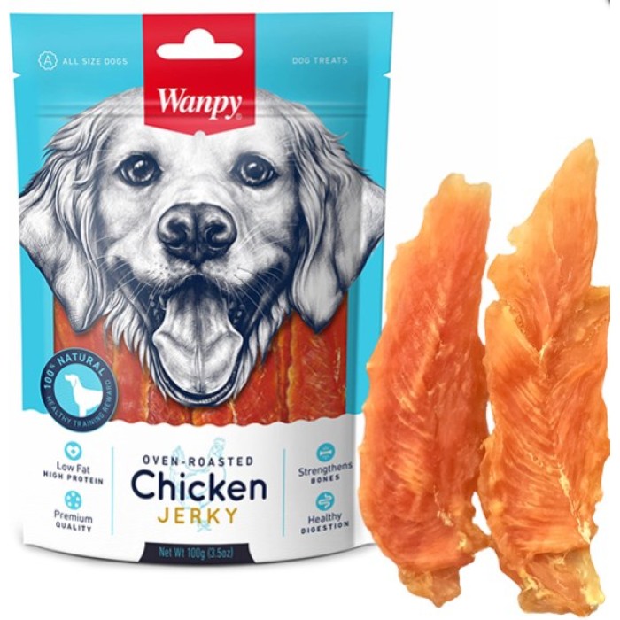 Wanpy Chicken Jerky ВАНПИ ФИЛЕ КУРИЦЫ ВЯЛЕНОЕ лакомство для собак , 0,1 кг