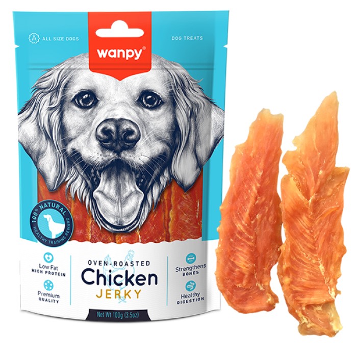 Wanpy Chicken Jerky ВАНПИ ФИЛЕ КУРИЦЫ ВЯЛЕНОЕ лакомство для собак , 0,1 кг