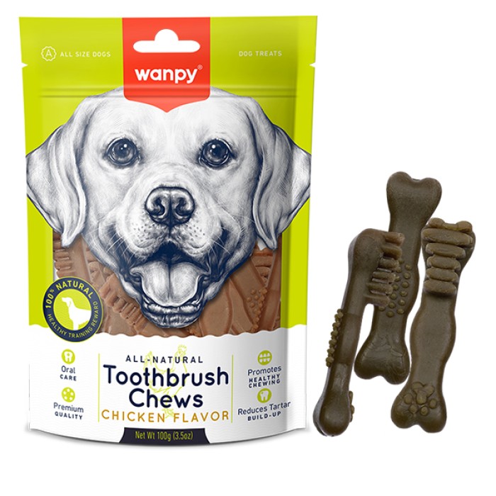 Wanpy Toothbrush Chews Chicken ВАНПИ ЗУБНАЯ ЩЕТКА жевательное лакомство для собак, 0.1 кг