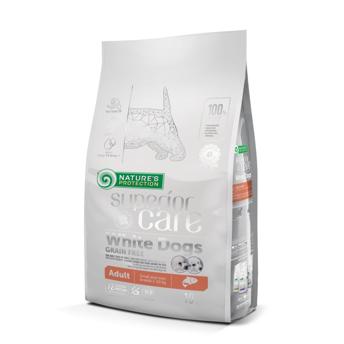 Сухий корм Nature's Protection Superior Care White Dogs Adult Small&Mini Breeds для собак, з лососем,10 kg