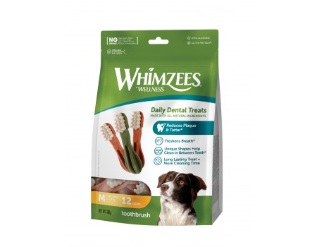 Ласощі Whimzees Toothbrush у формі зубної щітки для собак M 12 шт