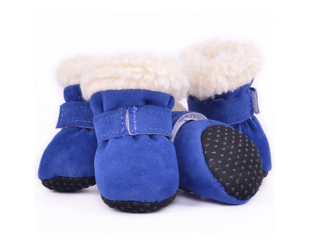 Ботинки RUISPET для малых пород собак, зимние с утеплением, 4 шт./упак. синие, 4,0x3,5 см, S