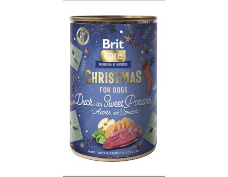 Корм вологий Brit Mono Protein Christmas Duck для собак різдвяна вечеря качка 400 г