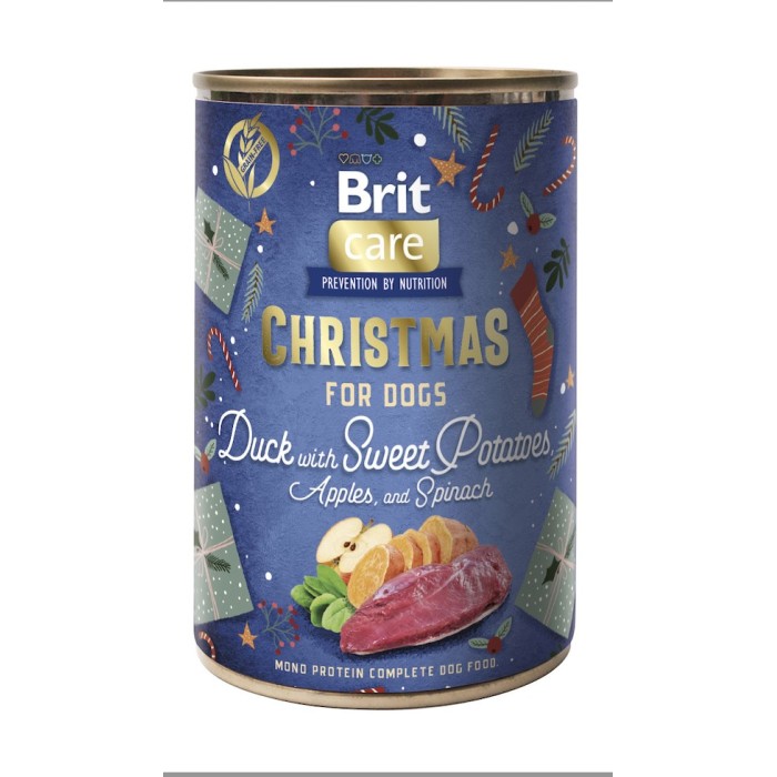 Корм вологий Brit Mono Protein Christmas Duck для собак різдвяна вечеря качка 400 г