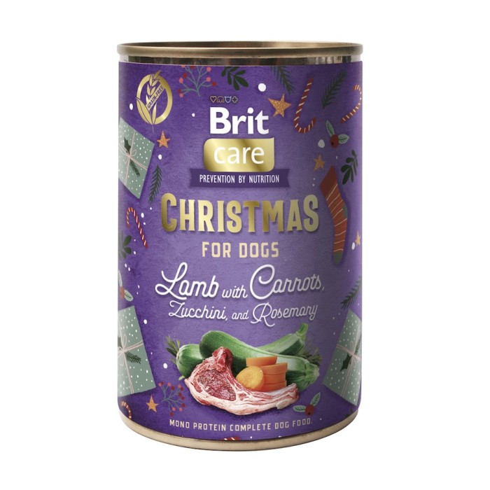 Корм вологий Brit Mono Protein Christmas Lamb для собак різдвяна вечеря ягня 400 г