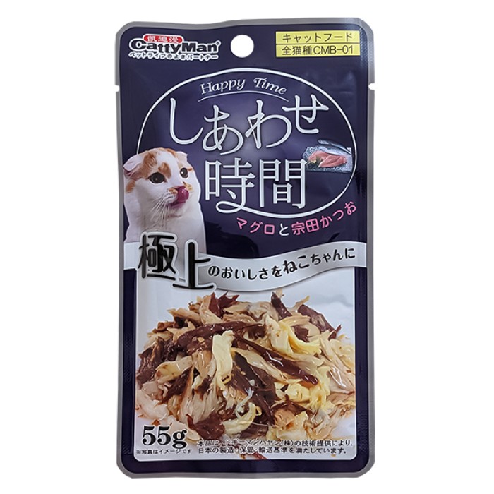 Вологий корм для котів CattyMan Tuna Chicken Bonito КЕТТІМЕН ТУНЕЦЬ КУРКА ТА МАКРЕЛЬ, пауч 55г