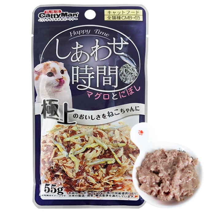 Влажный корм для кошек CattyMan Tuna Bonito Sardine, тунец, макрель, сардина в желе, пауч 55 г