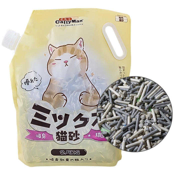 Наполнитель для кошачьего туалета CattyMan Mixed Cat Litter, микс тофу и активированного угля, 2.5 кг