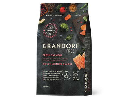 Сухий корм Grandorf FRESH SALMON&SWEET POTATO, для собак середніх та великих порід, з лососем та бататом, 10 кг