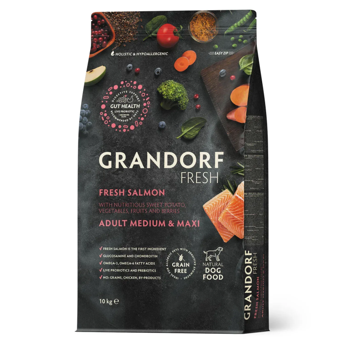 Сухий корм Grandorf FRESH SALMON&SWEET POTATO, для собак середніх та великих порід, з лососем та бататом, 10 кг