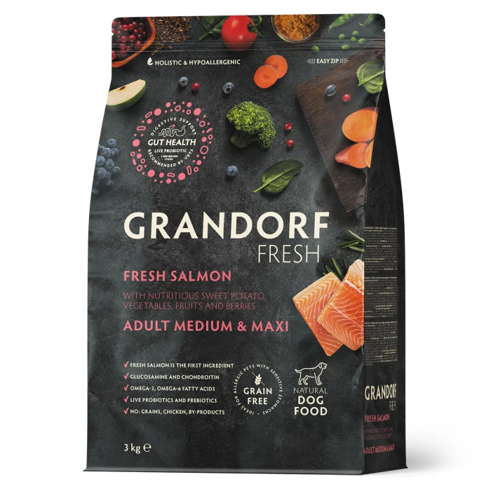 Сухой корм Grandorf FRESH SALMON&SWEET POTATO, для собак средних и крупных пород, с лососем и бататом, 3 кг
