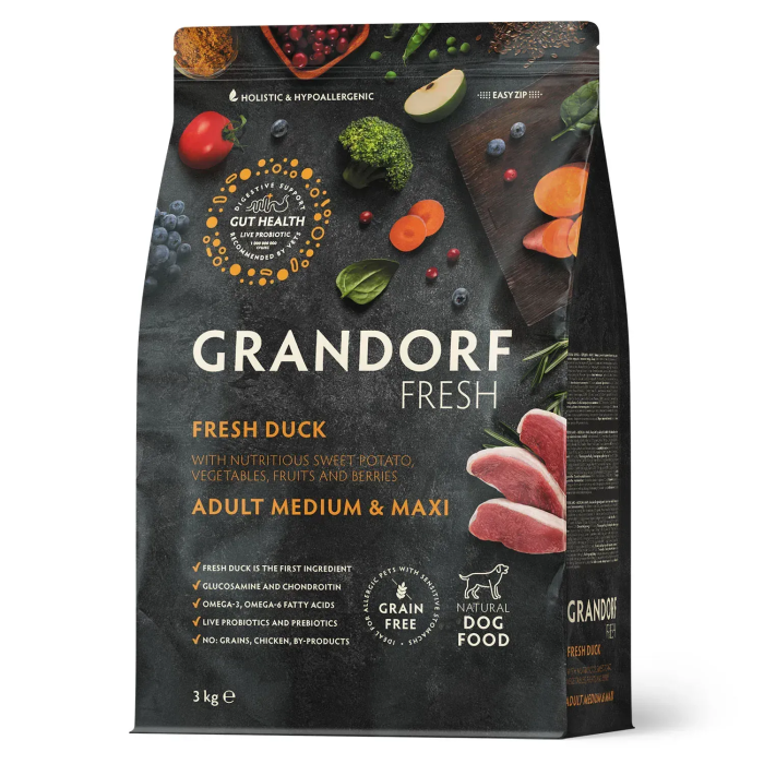 Сухий корм Grandorf FRESH DUCK & SWEET POTATO, для собак середніх та великих порід, з качкою та бататом, 3 кг