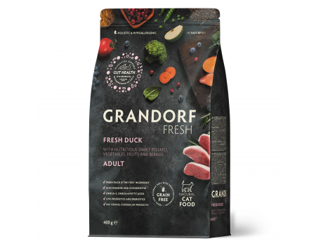 Сухий корм Grandorf FRESH, DUCK & SWEET POTATO, для дорослих котів качка з бататом, 400 г