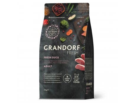 Grandorf FRESH DUCK & SWEET POTATO ADULT CAT - Сухий корм для дорослих котів качка з бататом, 2кг