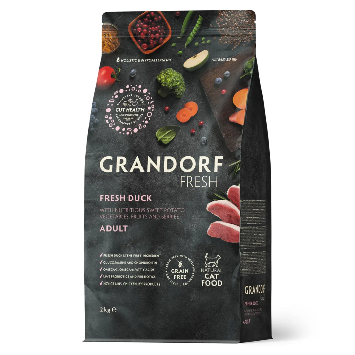 Grandorf FRESH DUCK & SWEET POTATO ADULT CAT - Сухий корм для дорослих котів качка з бататом, 2кг