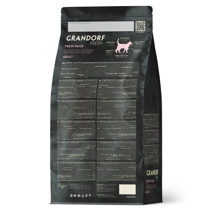 Grandorf FRESH DUCK & SWEET POTATO ADULT CAT - Сухий корм для дорослих котів качка з бататом, 2кг