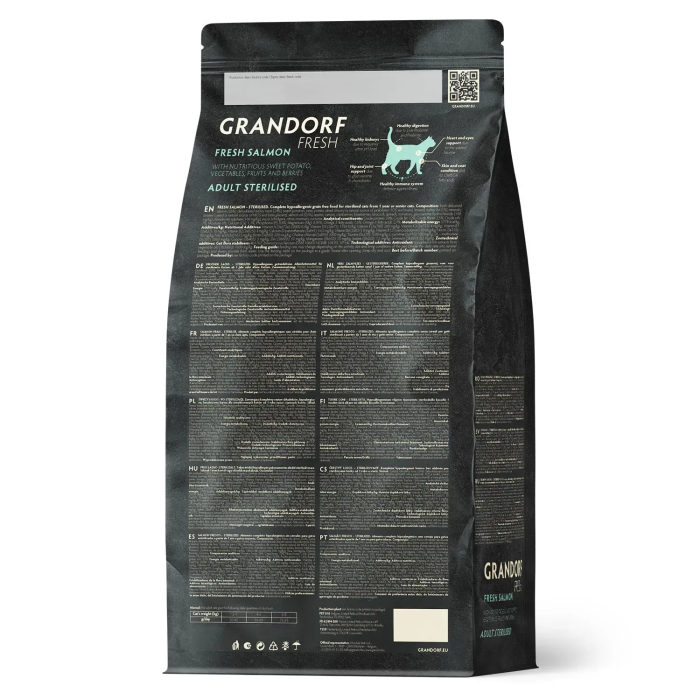 Сухий корм Grandorf FRESH SALMON & SWEET POTATO, для стерилізованих котів, лосось з бататом, 2 кг
